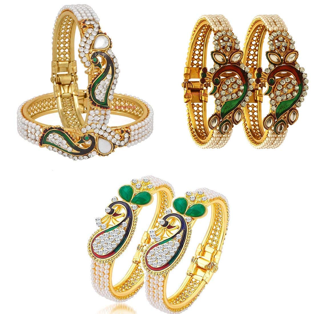 ZENEME Gold Plated Peacock design Bangles Kada Set Of 6 Bracelet For Women and Girls. (B07DHPGMK6) Amazon Price History, Amazon Price Tracker