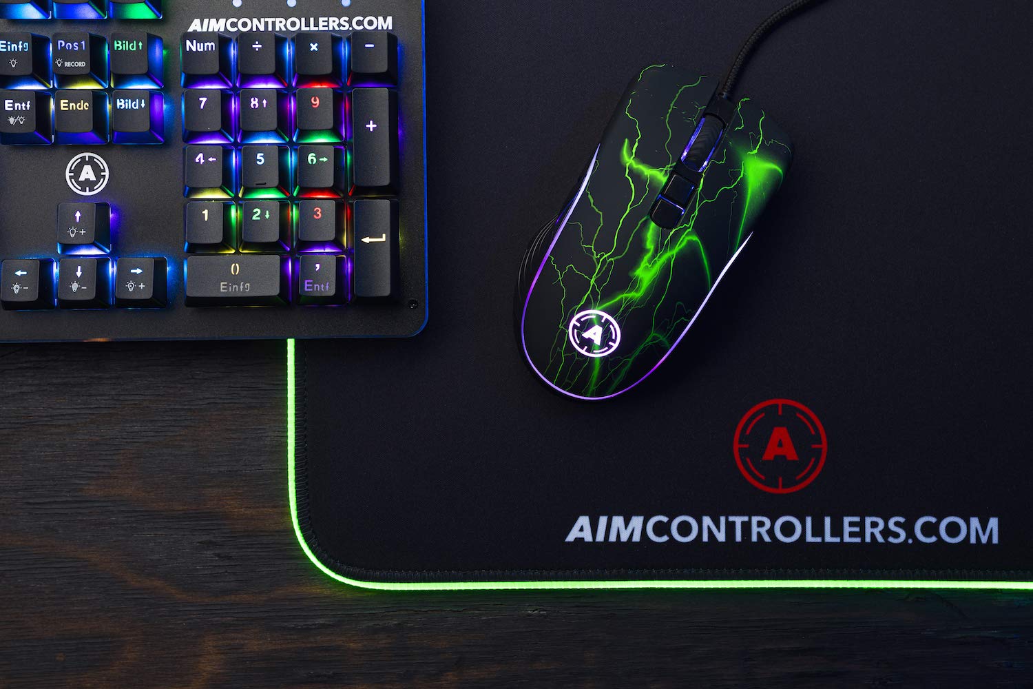 AimControllers Gaming PC Mouse Wired, 200-10000 DPI with LED RGB, 7 Programmable Buttons - Custom Ergonomic Mouse with Optic Sensor for Windows 10, USB - Storm Green