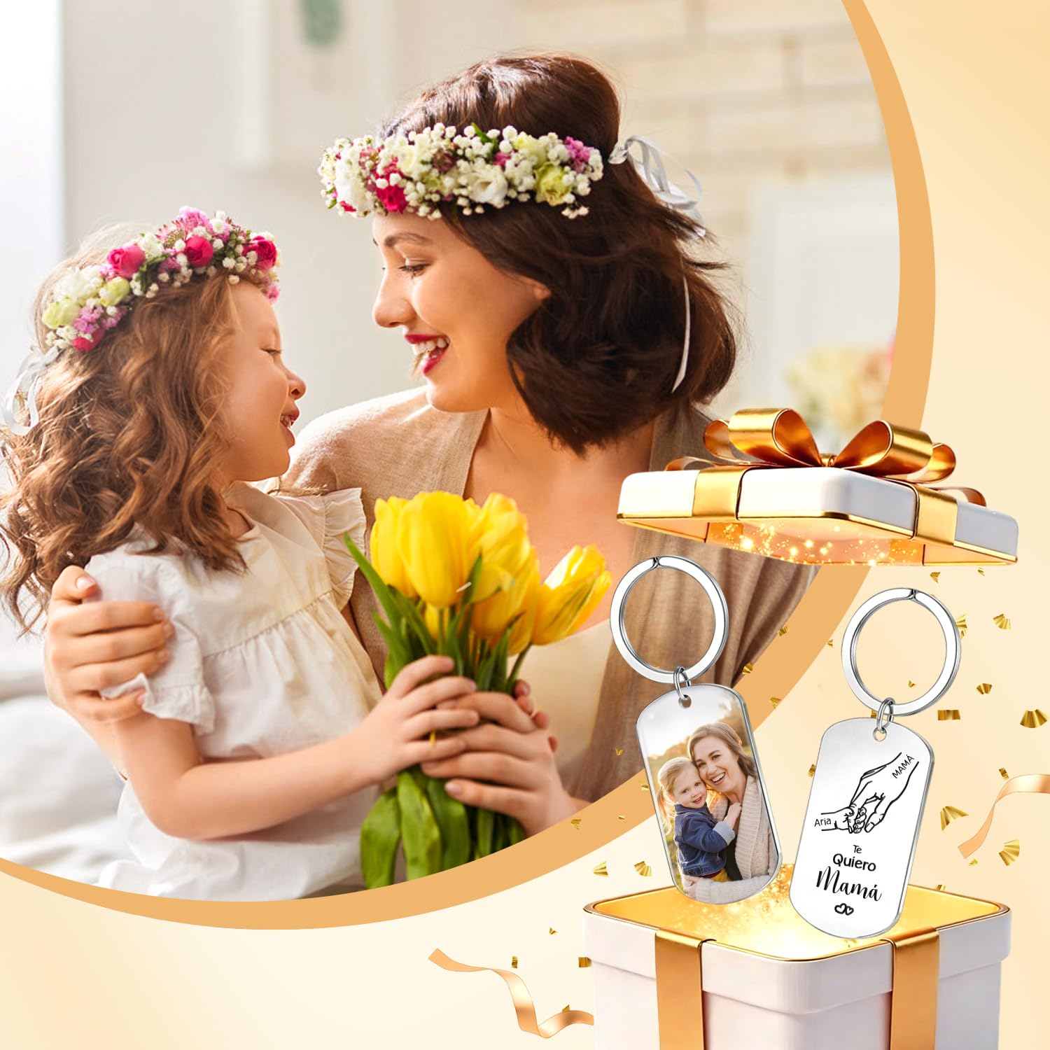 Llavero Regalo Dia de la Madre Personalizado Regalo Mama - Llaveros Personalizado con Foto Texto para Mamá, Mama Cumpleaños Regalos Personalizados para Madre Mujer — view 6