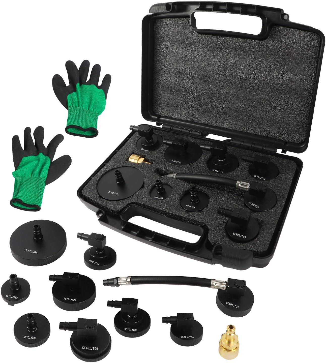 Brake Bleeder Adapter 10-Piece, Master Cylinder Bleeder Cap, Brake Fluid Bleeder Adapter Kit Compatible for Benz BMW Ford VW Honda More