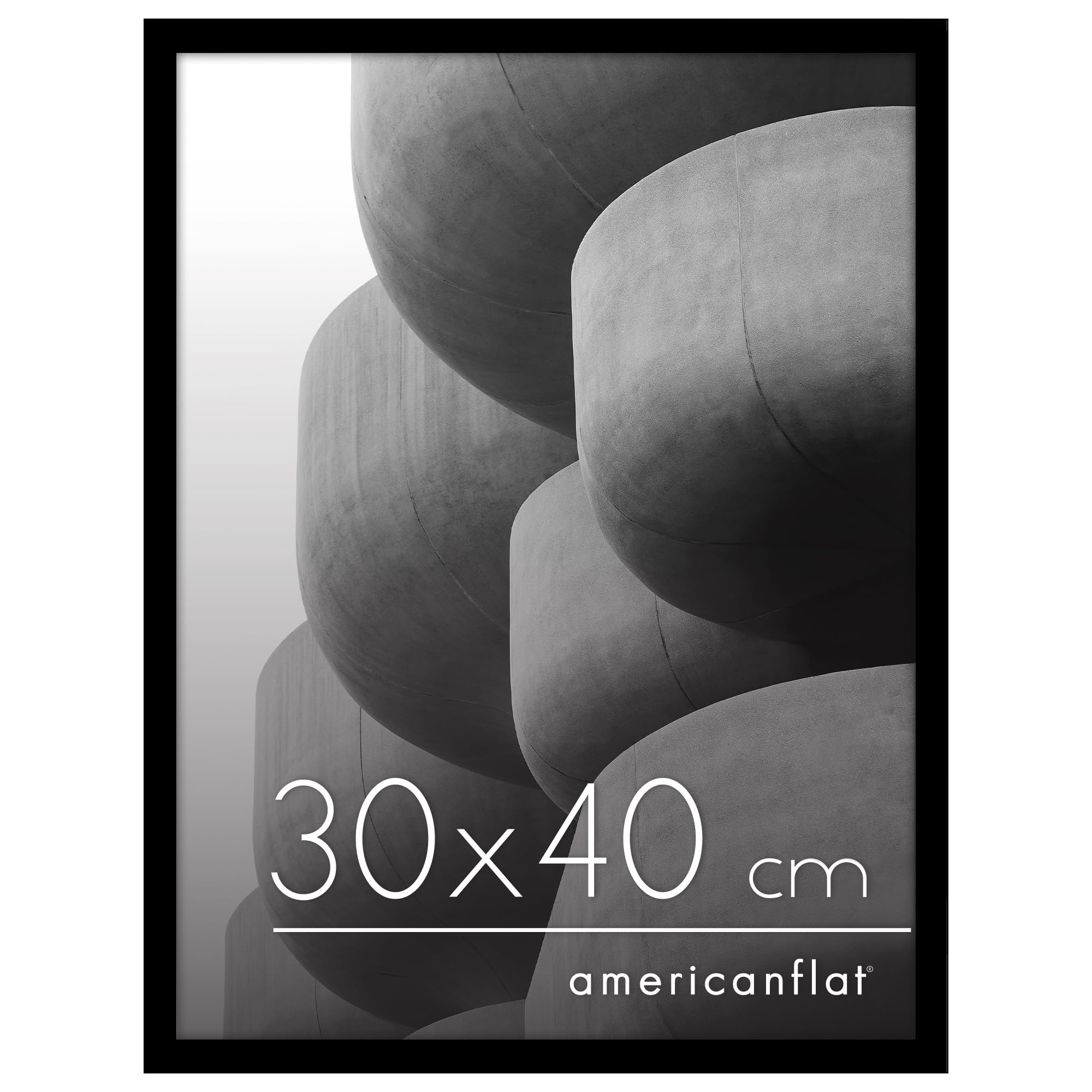 Americanflat 30x40 cm Picture Frame with Polished Plexi Cover - Streamline Collection - Thin Border Picture Frame for Wall Display - Hanging Hardware Included - Black