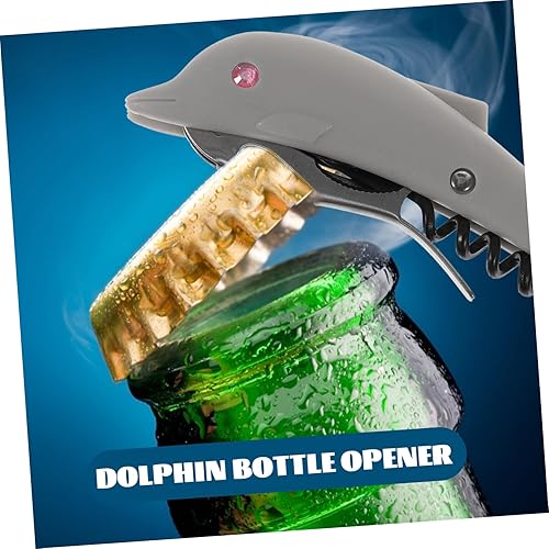 Miniatura 6 de DOITOOL Abridor de botellas, 2 piezas, abrebotellas de cerveza, abrebotellas de vino, diseño de forma de delfín, suministros de barra (