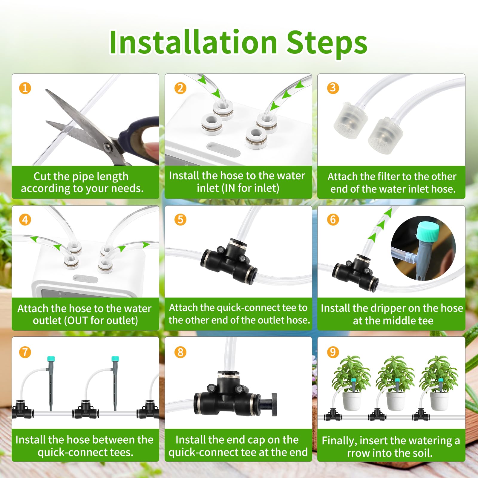 Sistema de riego automático inteligente de plantas para 20 macetas, kit de riego por goteo para interiores de doble bomba con temporizador programable de 30 días y carga USB-C