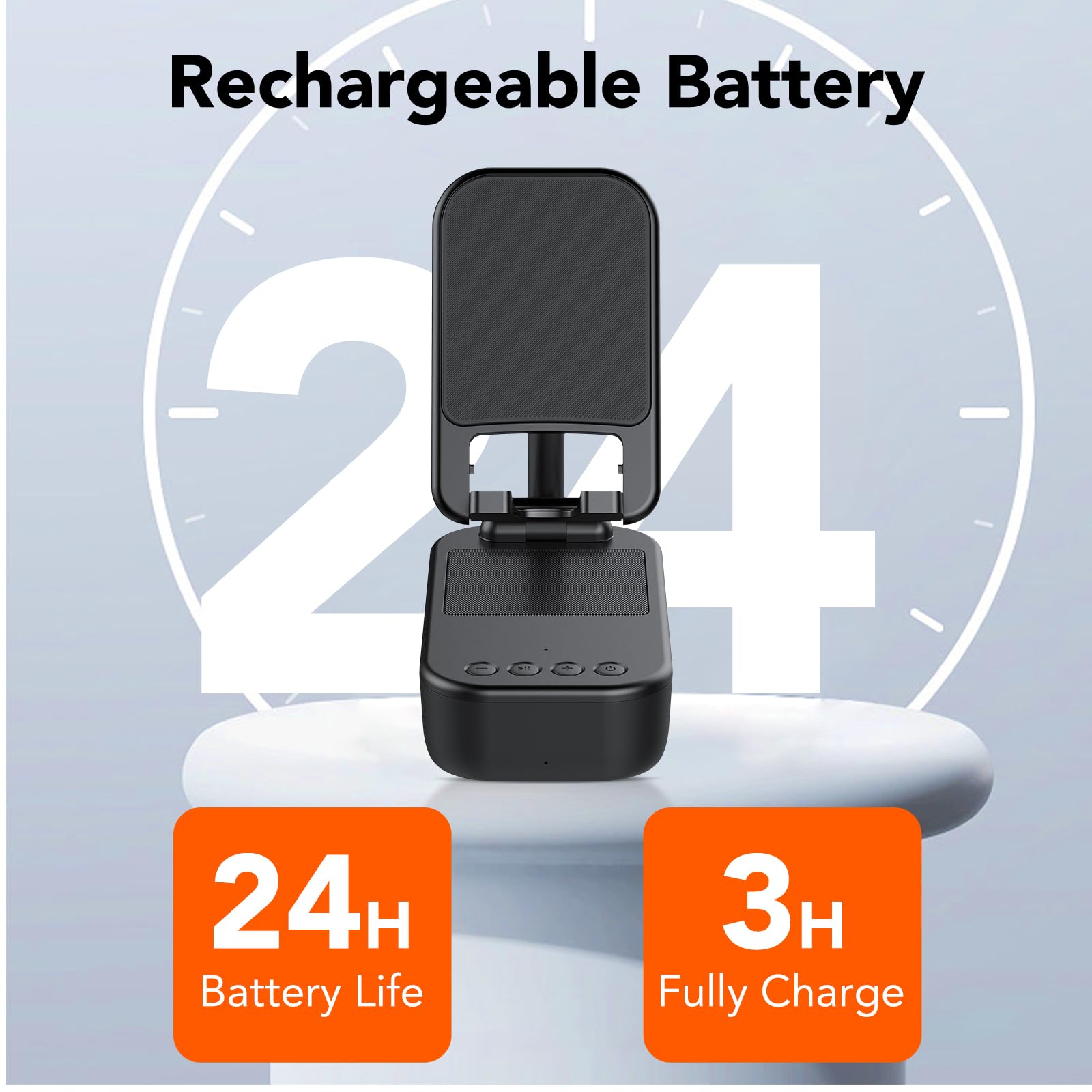 Cassa Bluetooth Potente, Speaker Bluetooth 5.3 Portatile, Supporto Telefono con Altoparlante Wireless,IP7 Impermeabile Altoparlante, Antiscivolo e Audio Surround HD, Regolabile per Phone/Pad | Speaker Bluetooth 5.3 Portatile,IP7 Impermeabile Altoparlante,