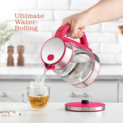 Miniatura 3 de Speed-Boil - Hervidor eléctrico para agua de 57.48 oz fl y 1500 W, hervidor de café y té, hecho de vidrio de borosilicato, apagado automático, luz