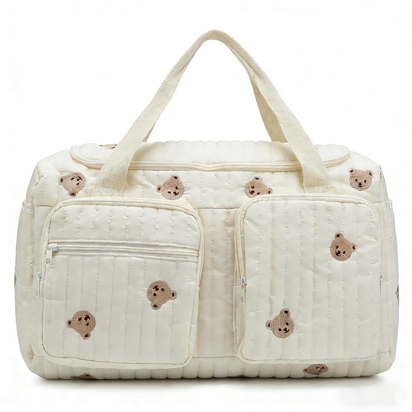 Jadyon Sac à langer matelassé, sac pour l'hôpital, sac de voyage mignon à motif ours pour femmes, sacs de week-end pour femmes, portable et léger, sac pour l'hôpital pour bébé à transporter