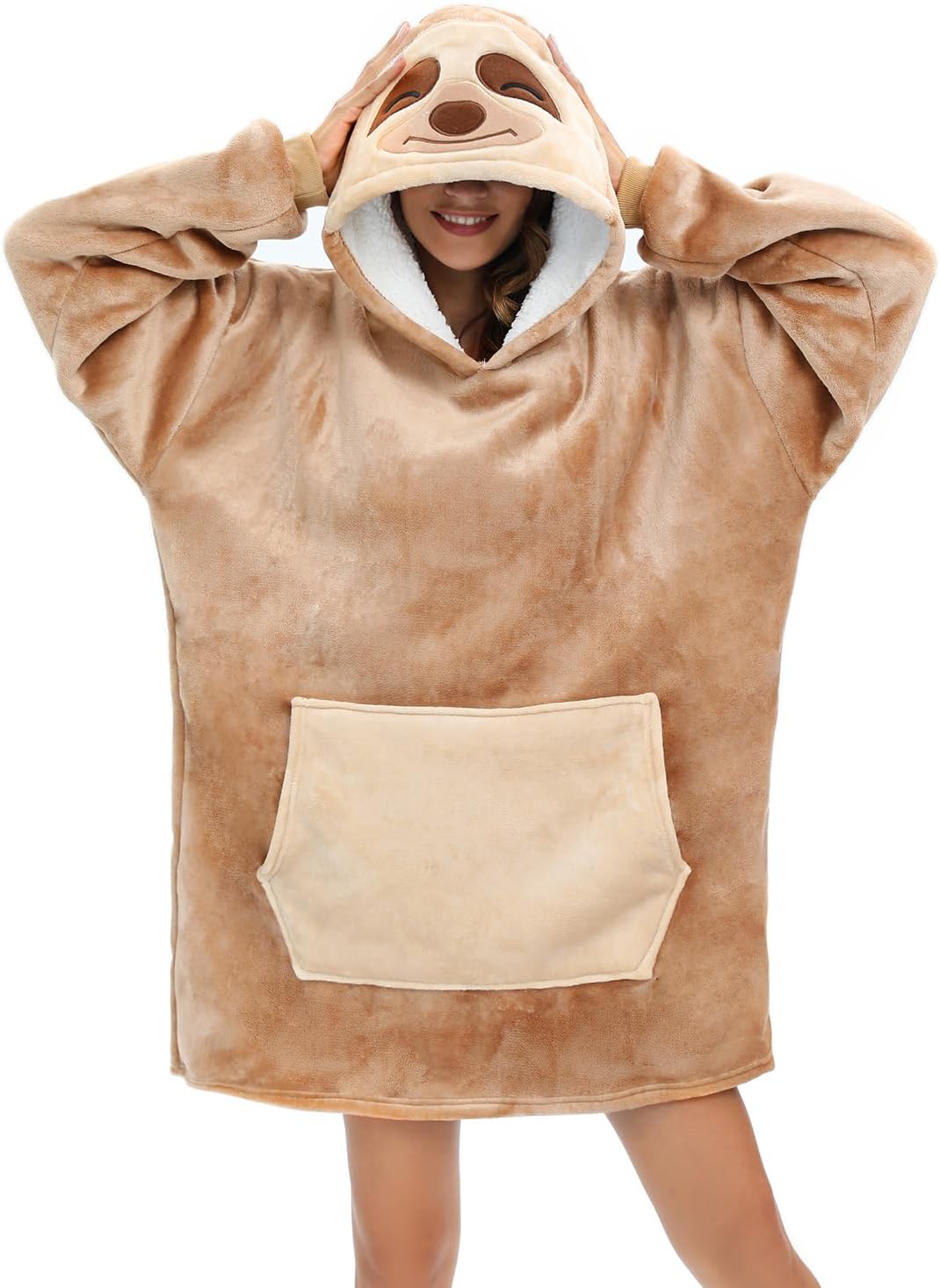 chuangminghangqi Oversized hoodie voor dames, heren en tieners, warm pluche, A-zwart, L