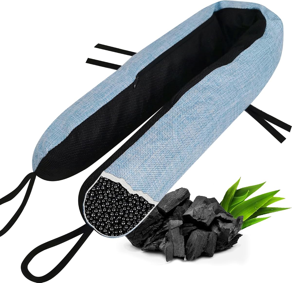 Sweet Forest 36 Inch Under Door Draft Stopper with Charcoal Beads, Weighted Door Draft Noise Blocker & Air Purifer, 1.9lb Heavy Door Bottom Draft Stopper Door Blocker, Fits 0 to 3 Inches Door Gaps