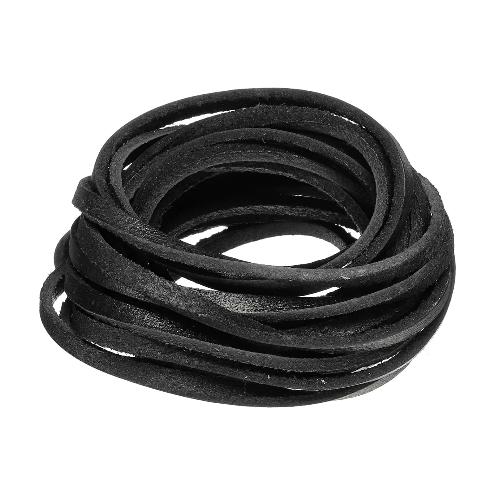 Unifizz 3.3 Yard x 4 mm Flat Leather Cord for Jewellery Making, Leather Strap Cord for DIY Crafts, Bracelet Necklace Craft Leather Cord - Black