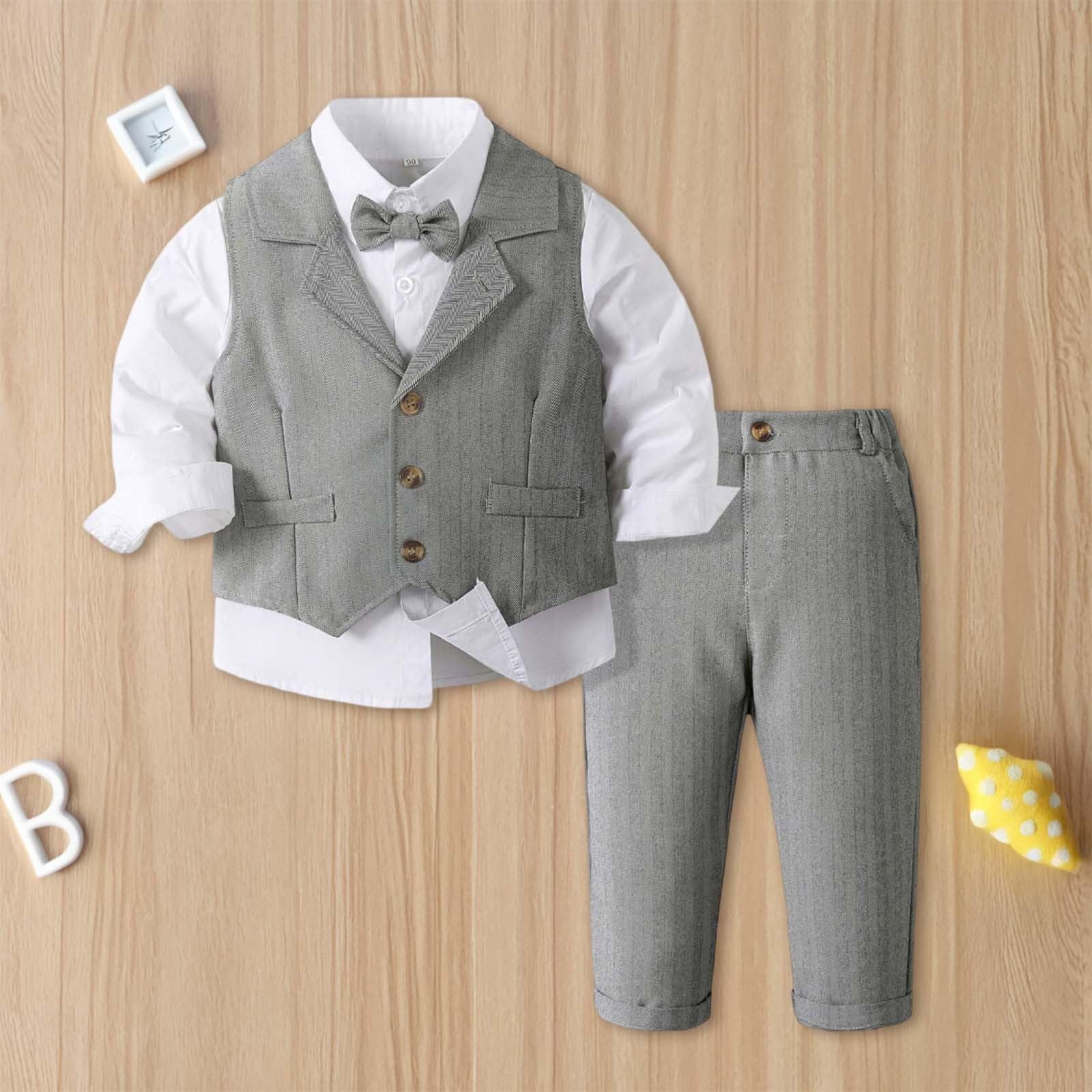 Generisch Formelle Anzüge mit Hemd Weste Hose Fliege Kleinkinder bis klassisches Outfit Set für Feierlichkeiten geeignet ab 18 Monaten bis 7 Jahren elegante Kombination für besondere Anlässe