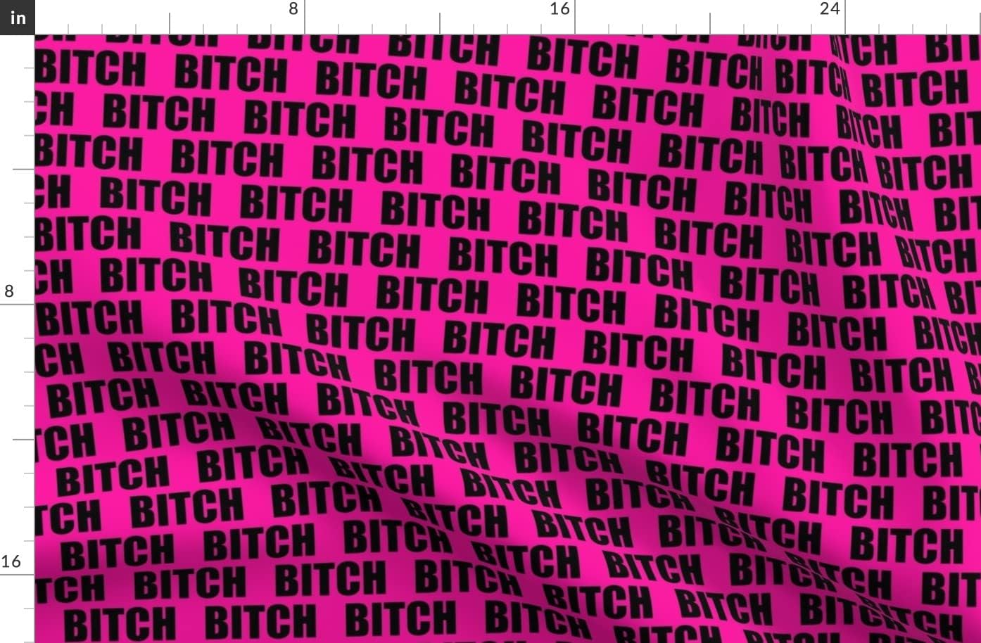 Spoonflower Fabric - Curse Adult Profanity Rude Swear Words Hot Pink Black Printed on Organic Cotton Sateen Fabric by The Yard - Sewing Quilting Apparel Home Decor