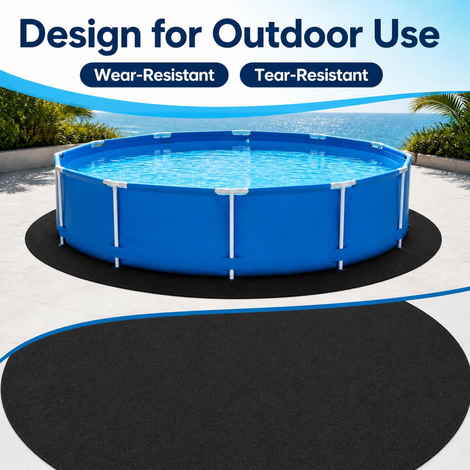 Alfombrilla De Suelo para Piscina,Base De Piscina Antideslizante | Impermeable Y Antipolvo,FáCil De Usar,Apto Para Su Uso En CéSped, Madera O Concreto En El JardíN