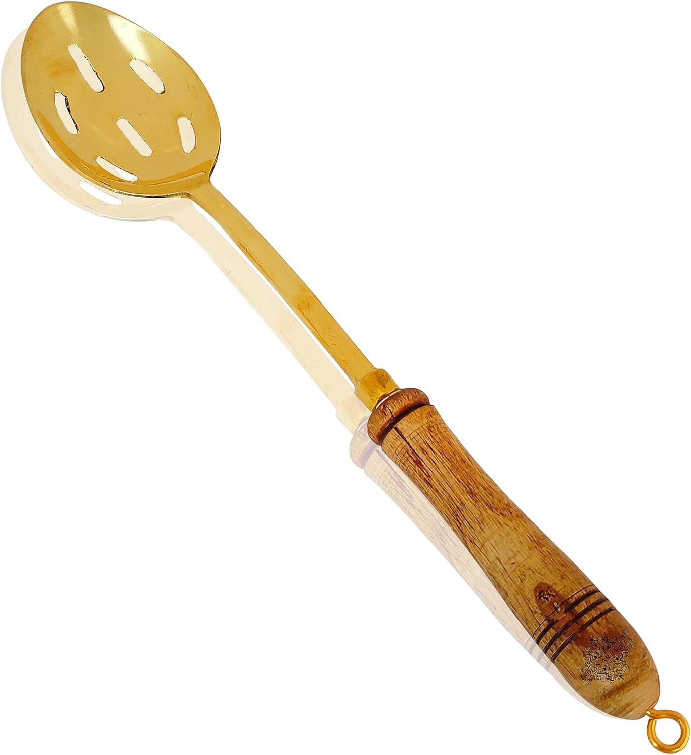 Indian Art Villa Pure Brass Rice Serving Spoon With Wooden Handle, Tableware & Serveware, Length- 13.9 Inches
