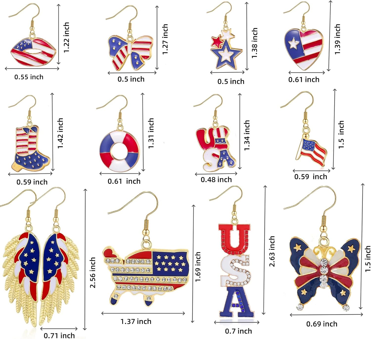 12 Pairs Independence Day Earrings 4th of July Earrings for Women American Flag Earring USA Flag Dangle Drop Earring for Independence Day Holiday Jewelry Gift - Image 7