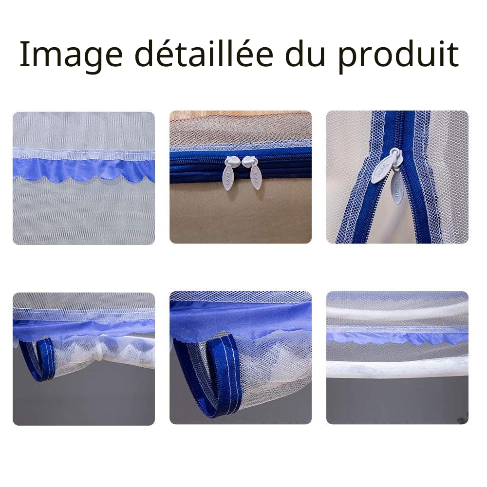 Moustiquaire Pop-up pour lit Double,180x200x150 cm, Grande Tente Portable de Voyage, Double Porte, Fermeture éclair, Installation Facile, Maille Fine, pour Chambre à Coucher, Camping