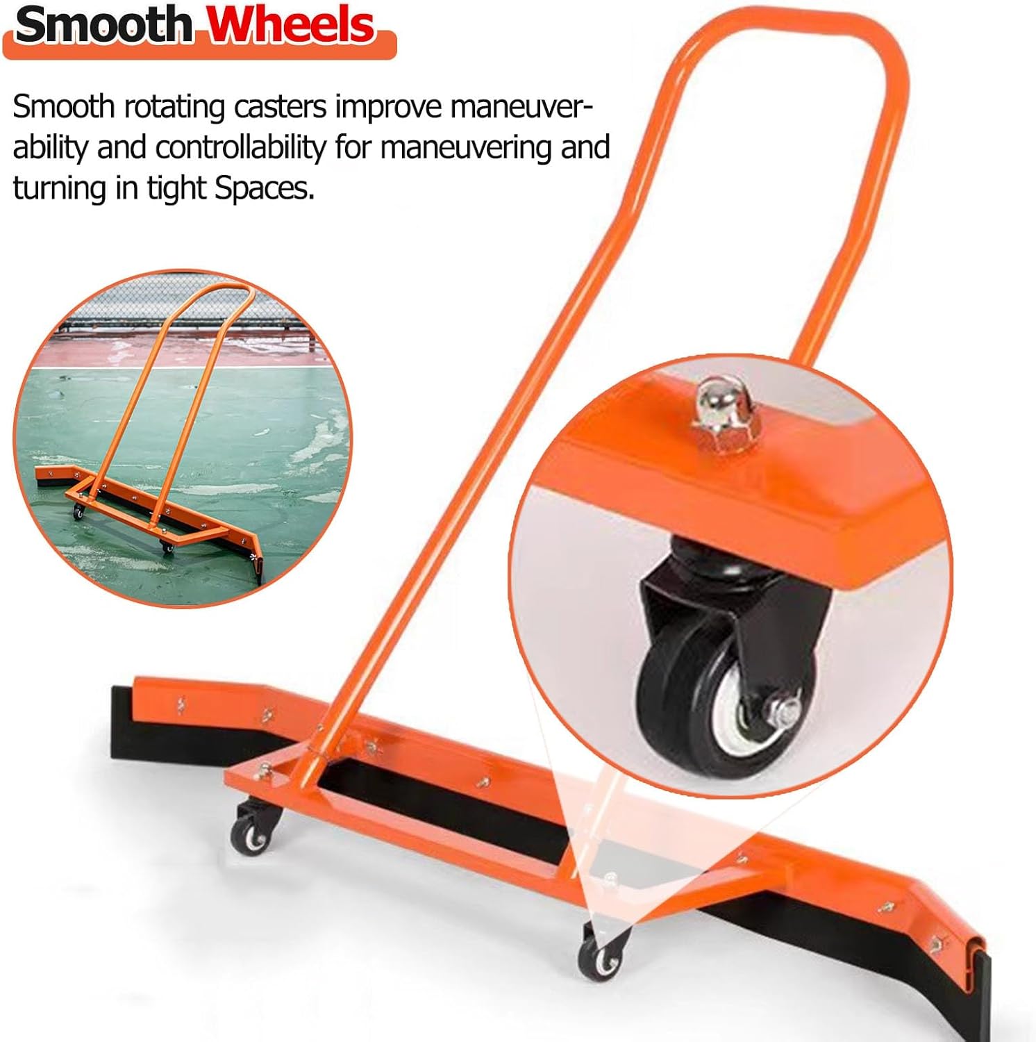 YXXSDP Tennis Court Squeegy 53 Inch w/Rubber Blade & Wheels, Commercial Floor Water Remover Broom/Rain Sweep, Tennis Court Equipment Accessories, Easy to Install (Color : Green)