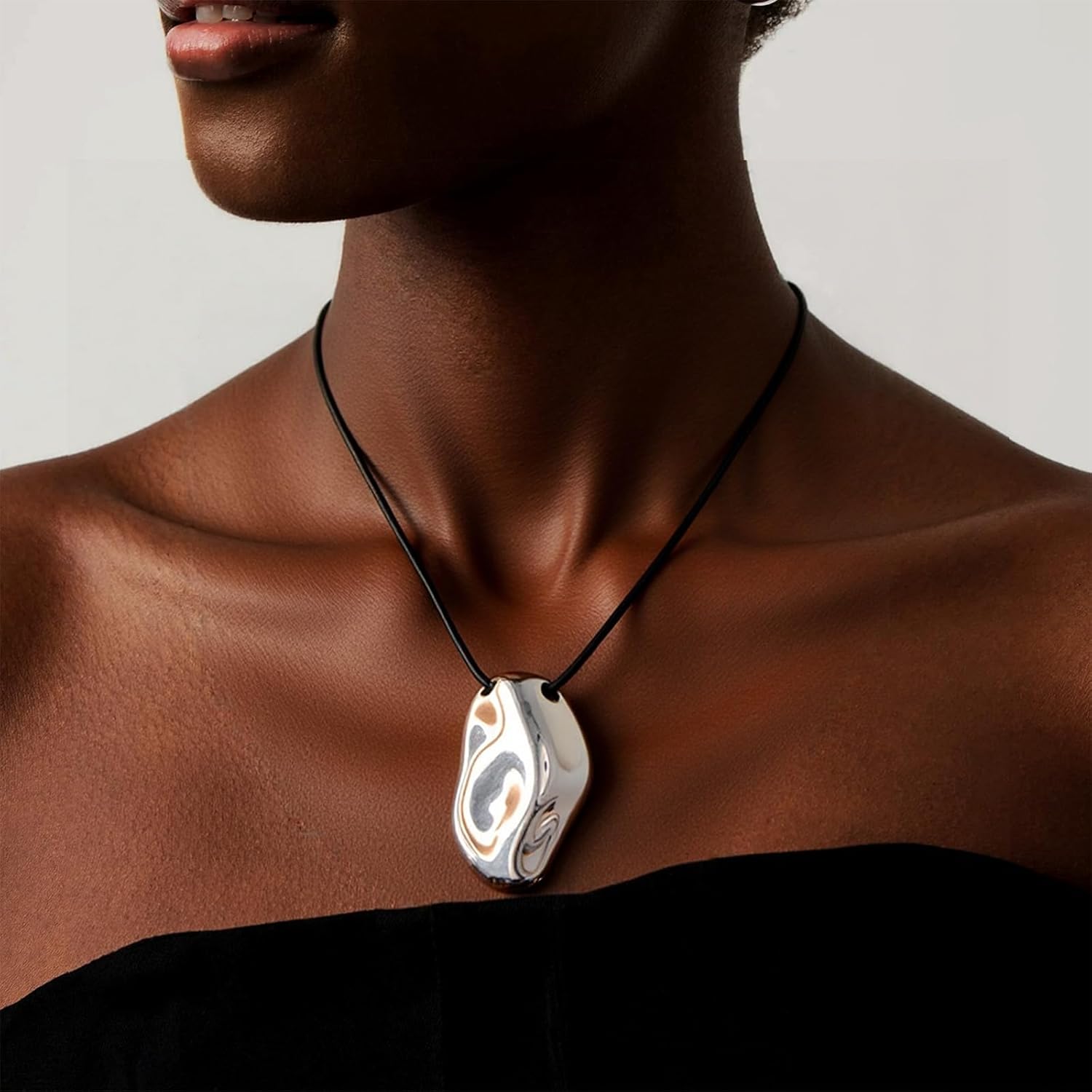 YANCHUN Statement Necklace for Women Chunky Gold Long Leather Necklaces for Women Heart Charm Necklace Boho Jewelry Outfits and Gifts - Image 2