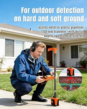 Water Leak Detector, Wall/Outdoor Underground Water Leak Detector with High-Precision Sensor Carry Case 5m Depth - L3000