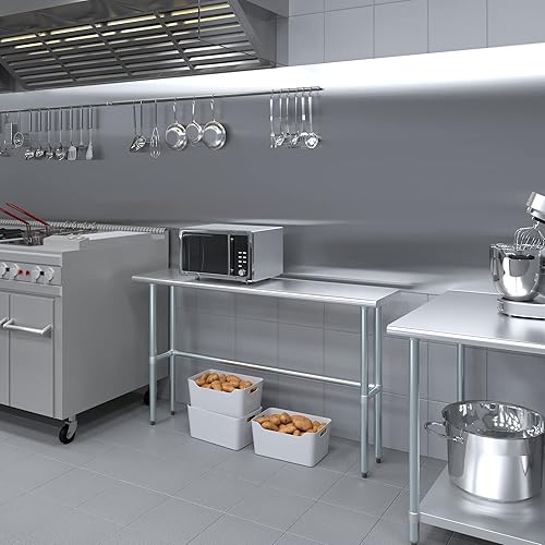 Miniatura 5 de Mesa de trabajo de acero inoxidable de base abierta de 18 pulgadas x 60 pulgadas  Residencial y comercial  Preparación de alimentos  Estación de