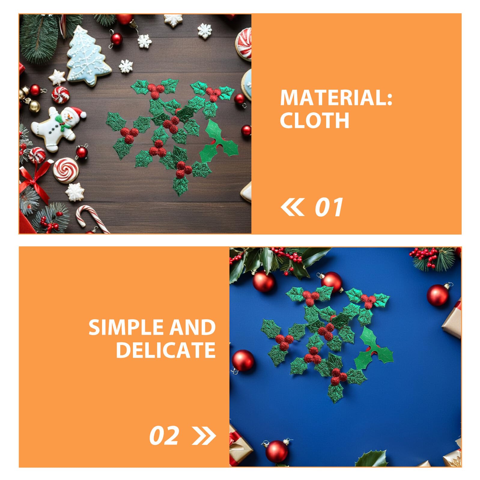 Mipcase 200 Feuilles de Houx Artificielles Vertes 52 CM 2 Paquets de 100 Pièces Décorations de Noël pour Centres de Table Vases et Créations DIY Accessoires Fête Hivernale