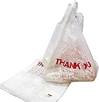 Vista 6 de TashiBox 100 bolsas de plástico/Bolsas de compras/Bolsas de agradecimiento/Bolsas para abarrotes reutilizables y desechables - Mide 11.5 x 6.25 x 21