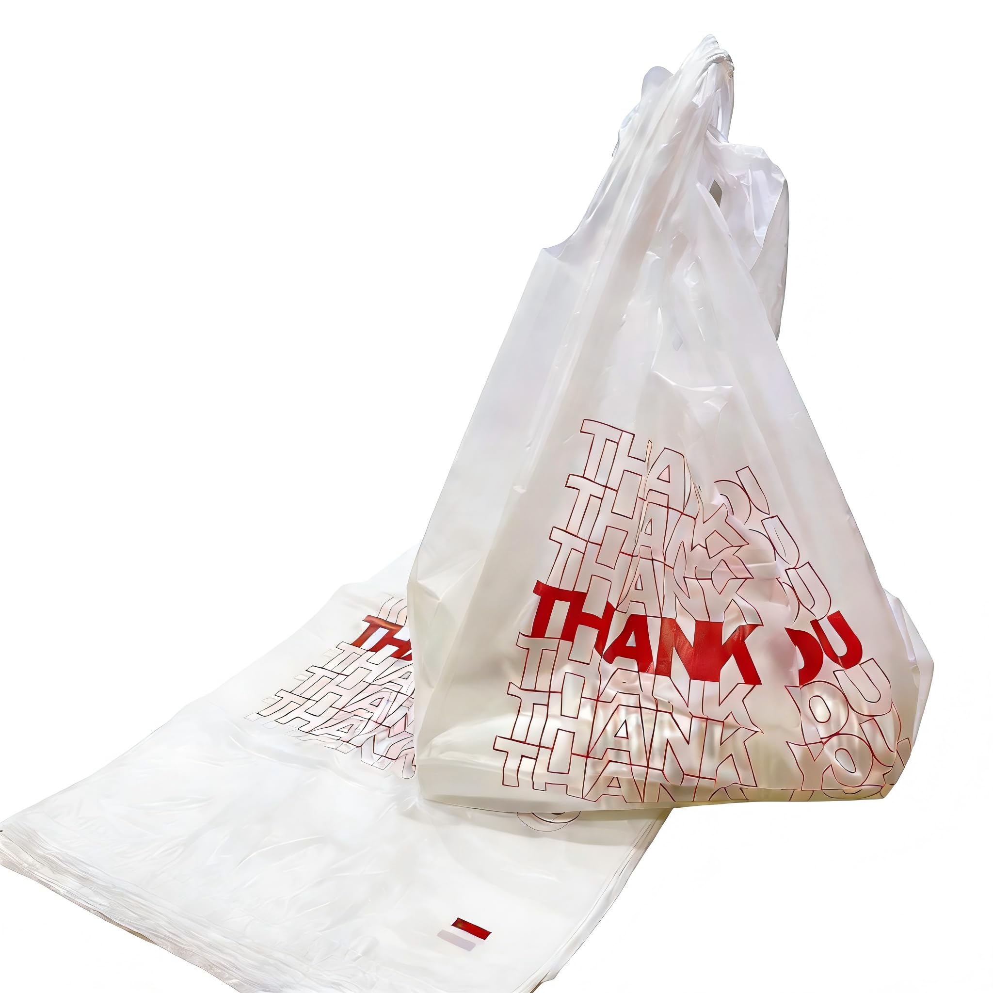 TashiBox 300Ct plastic bags/Shopping Bags/Thank You Bags/Reusable and Disposable Grocery Bags - Measures 11.5" X 6.25" X 21", 15mic, 0.6 Mil
