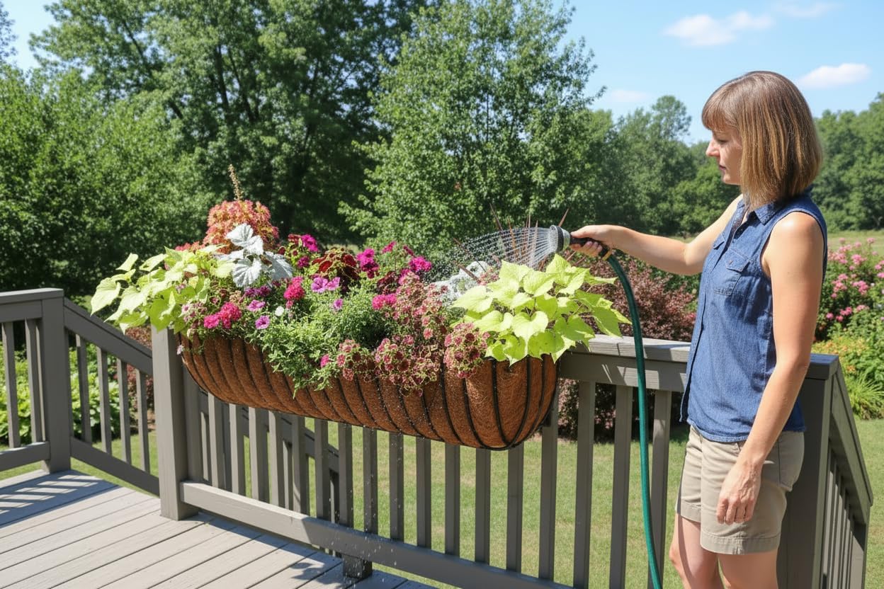 55 in Window Hayrack Planter with Molded Coco Liner - Black - Outdoor