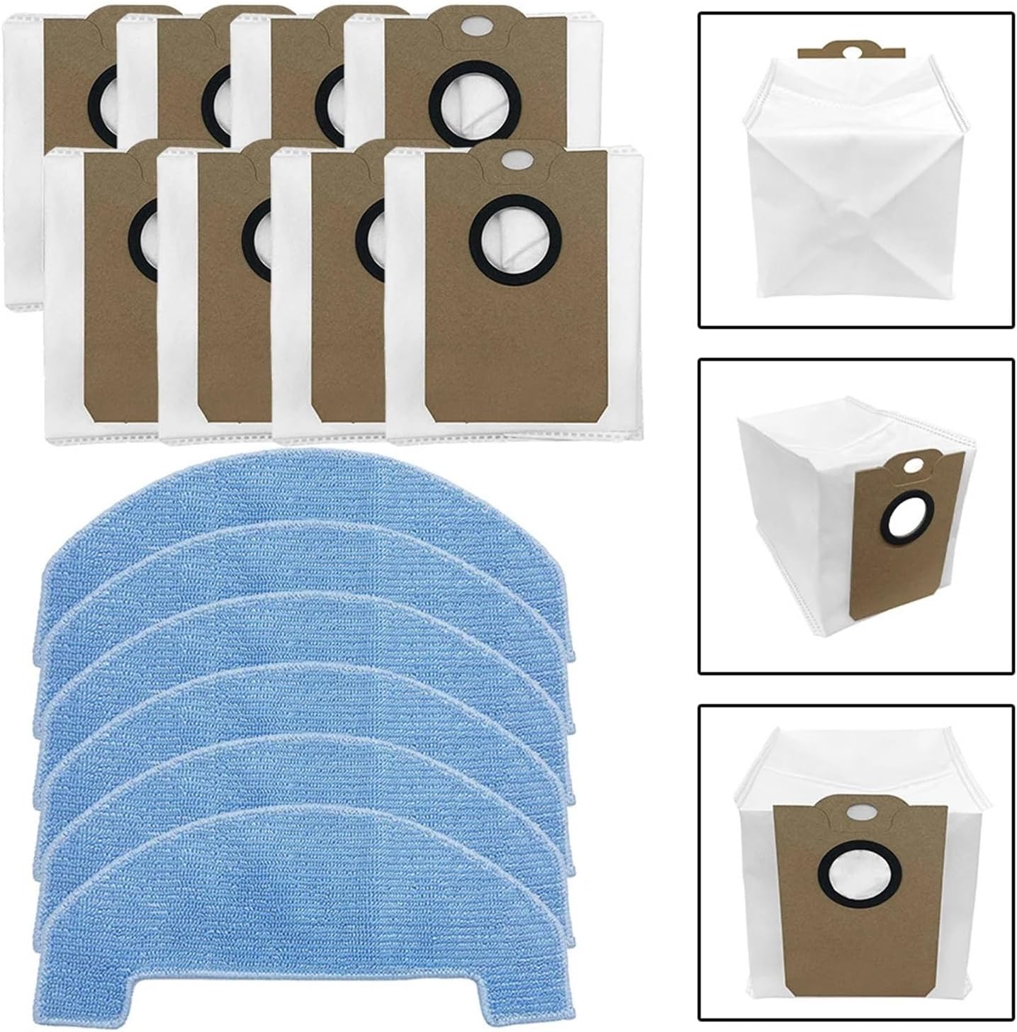 Compatible For Trouver，E10，Compatible For Liectroux，M70 Pro Robot Vacuum Cleaner 6 Mop Pads 8 Dust Bags Home Appliance Accessories Replace