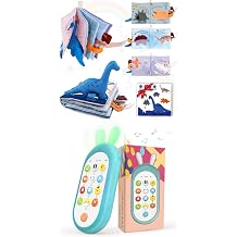 Richgv Baby Sensory Bundle Dino Cloth Book & Interactive Phone Toy for 0-12 Months