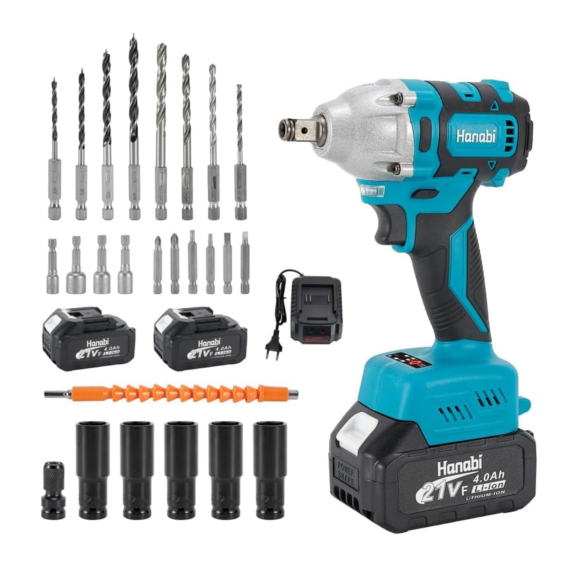 Chave de Impacto Sem Fio 21V com Função Furadeira e 2 Baterias