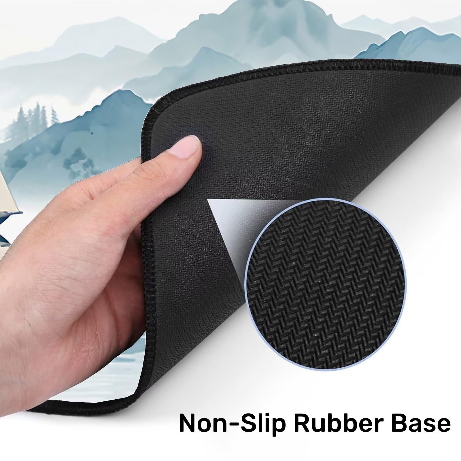 Tapis de Souris de Jeu, Bateau Tapis de Souris XXL 900x400x4 mm, Sous-Main Bureau Paysage avec Base en Caoutchouc Antidérapant et Imperméable, Surface Lisse Améliorez la Précision et la Vitesse, L-1
