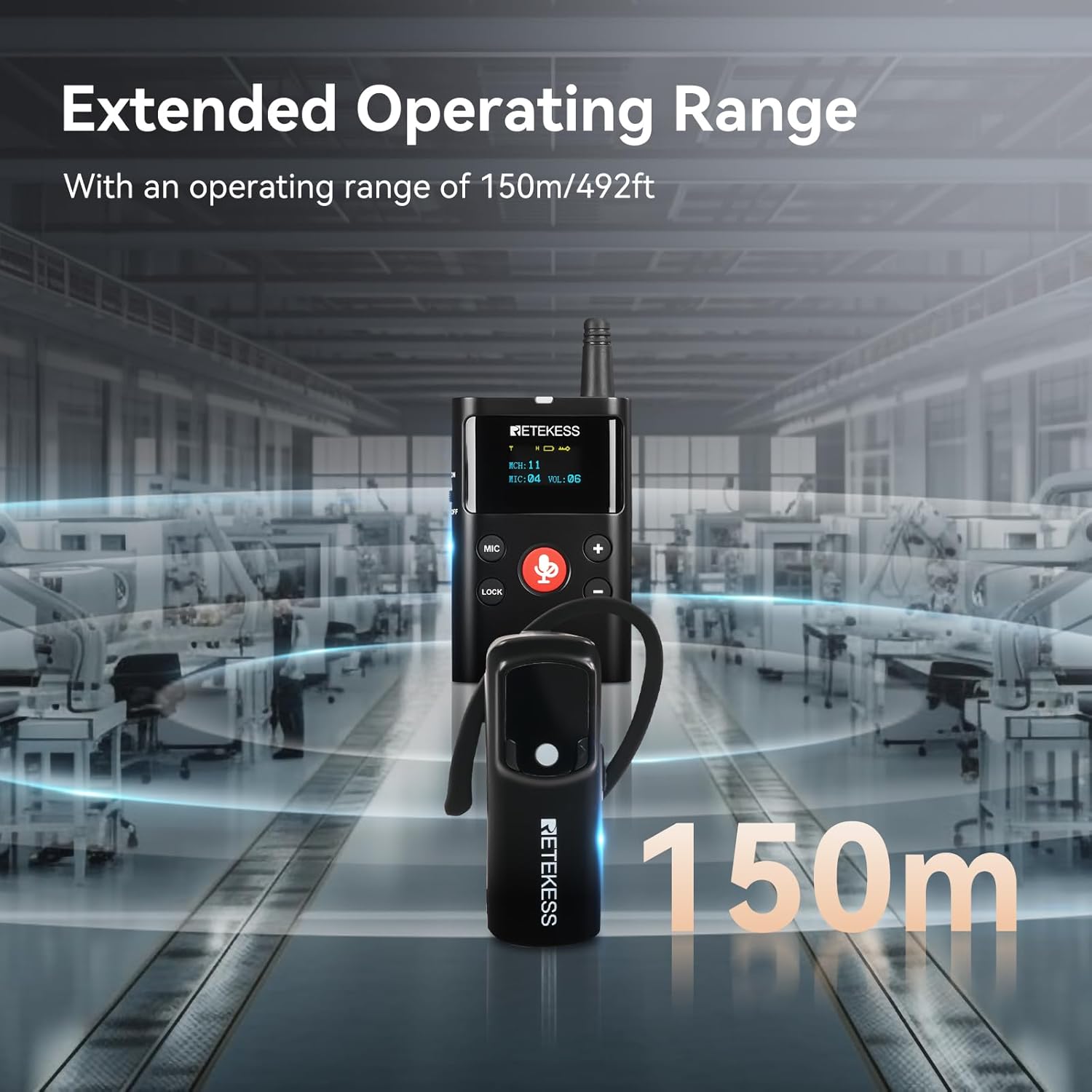 Retekess TT126 Two-Way Wireless Tour Guide System,Two-Way Communication Device, 280m, Noise Reduction, Tour Guide Headset for Factory Visit(1 Transmitter 20 Receivers)