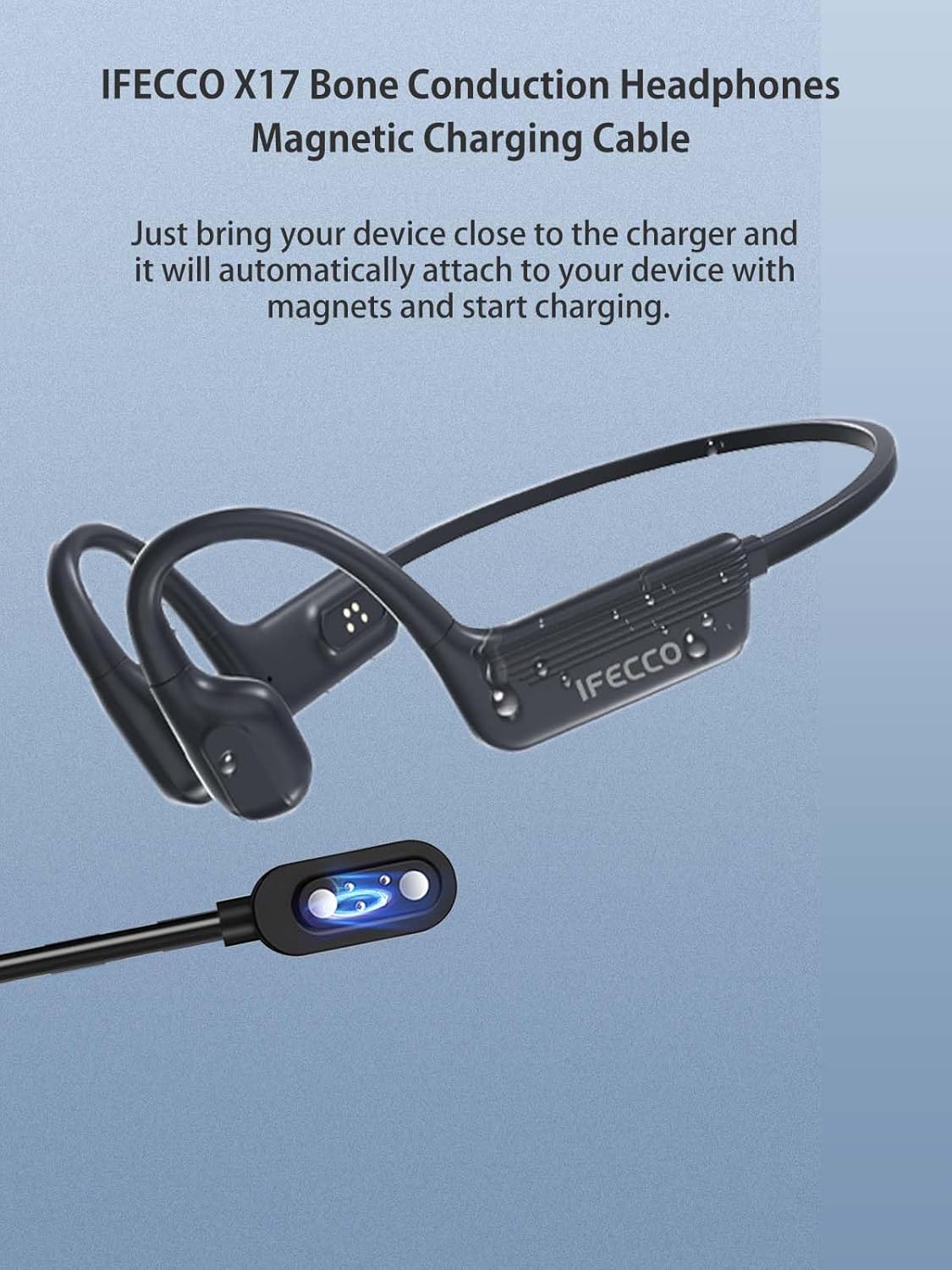 Magnetic connection of charging cable to IFECCO headphones