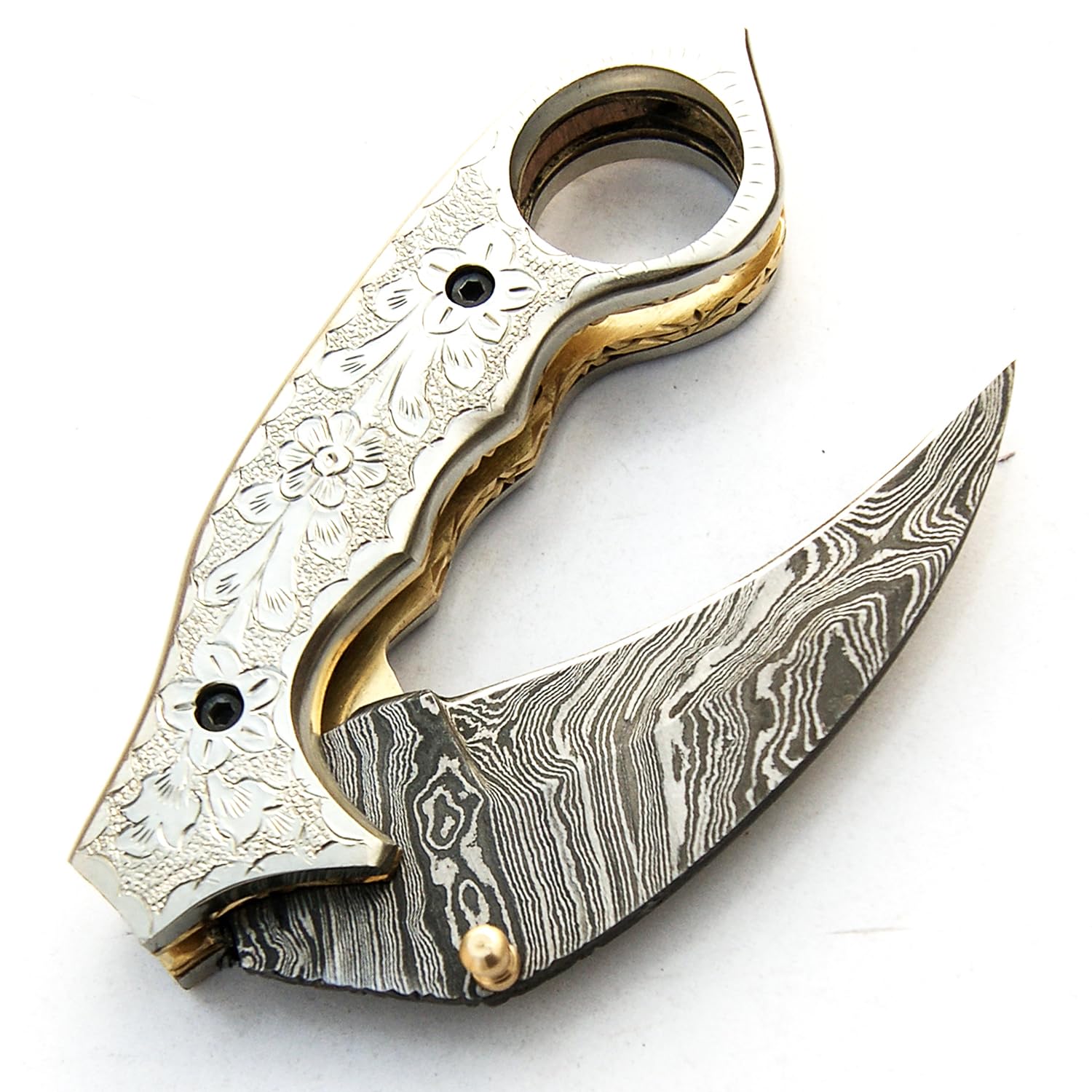 PAL 2000 KNIVES Custom Handmade Damascus Steel Folding Pocket Knife Engraved Steel Handle with Sheath 9517