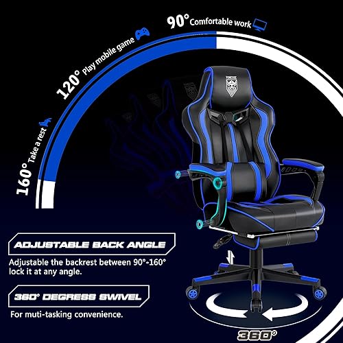 Miniatura 24 de Vonesse Silla de juegos rosa para adultos, silla de juegos de PC para niñas, silla reclinable de computadora con reposapiés, silla ergonómica de