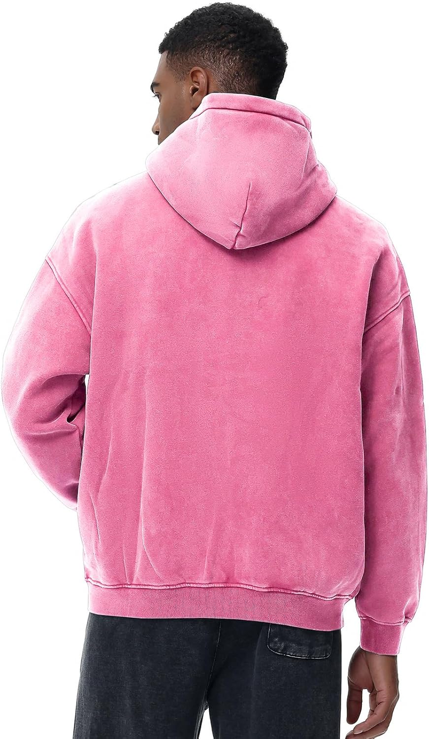 Mens Womens Fleece Double Zip Up Hoodies Oversized Acid Wash Vintage Heavyweight Sweatshirt Hooded Jacket - Image 7