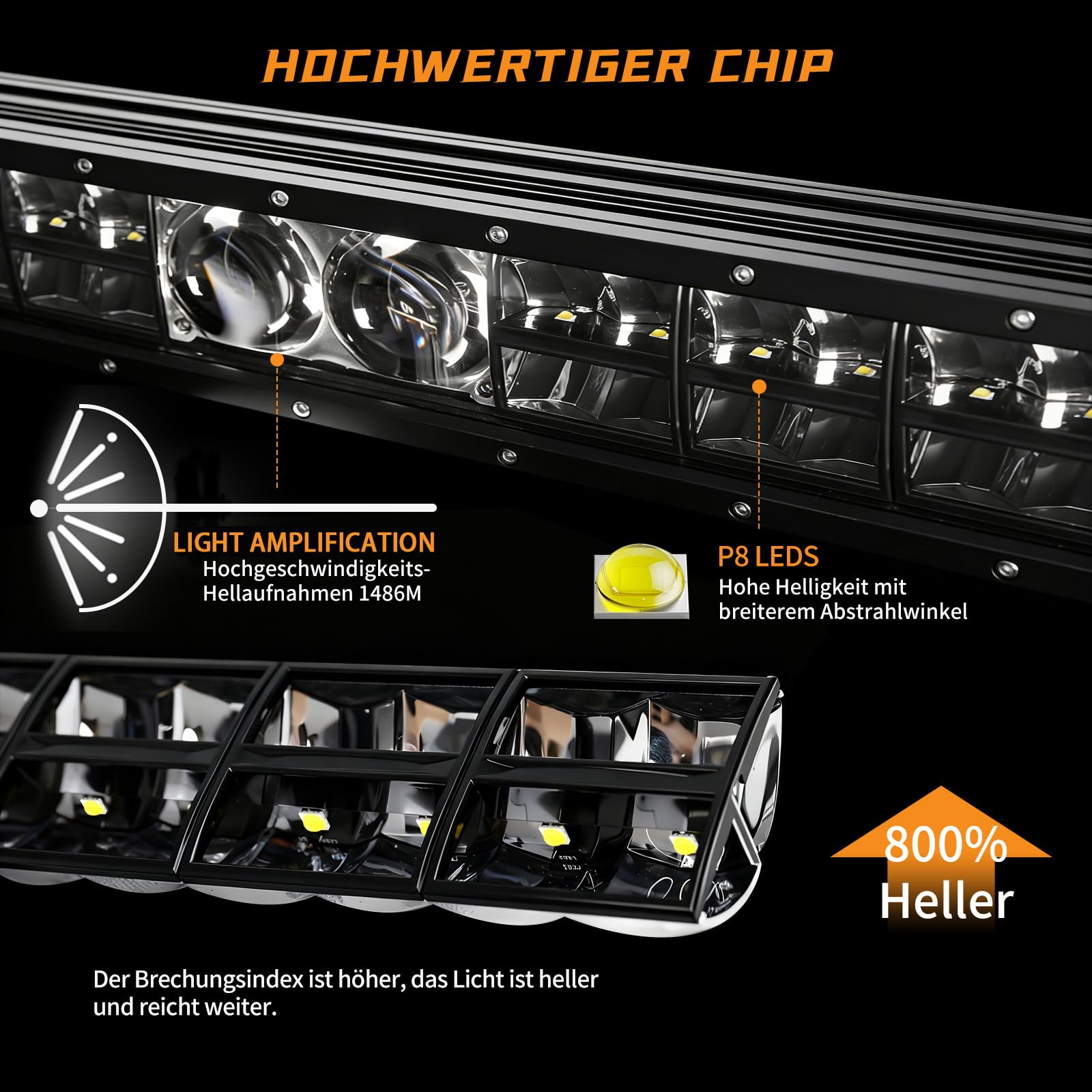 CO LIGHT 52'' (1,3m) Lightbar Auto, LED Fernscheinwerfer 12V 24V 220W 44000LM IP68, LED Bar für Offroad/LKW/Wohnmobil, Ultra-weitreichender Spot-Scheinwerfer
