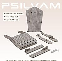 Vista 6 de Psilvam Silla Adirondack de gran tamaño, resistente a la decoloración y sin olor, sillas de madera de polietileno para hoguera con soporte