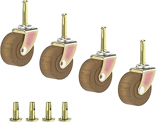 Wood Furniture Caster Wheel | Diameter: 2" | Stem Caster Wheels for Table, Sofa, Chest, Dresser, Cabinet, Cart, Chair | Vintage Furniture Rollers | UA-322-CW