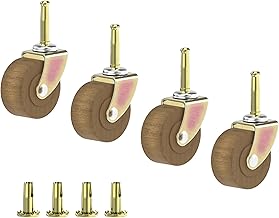 Wood Furniture Caster Wheel | Diameter: 2" | Stem Caster Wheels for Table, Sofa, Chest, Dresser, Cabinet, Cart, Chair | Vintage Furniture Rollers | UA-322-CW