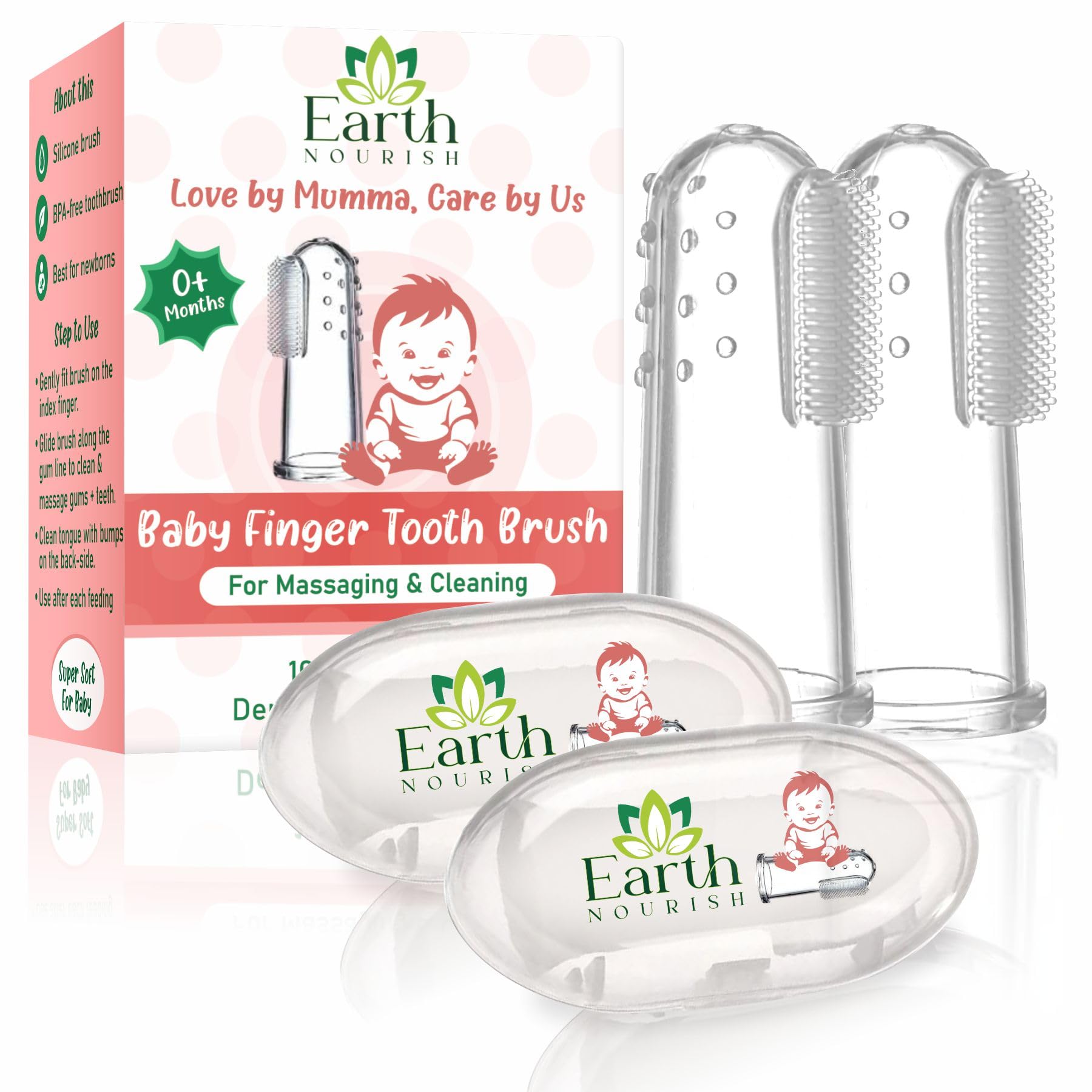 Earth Nourish Silicone Baby Finger Toothbrush - BPA-Free, Soft Brush for Gentle Gum Massage & Cleaning, Ideal for Newborns & Kids, Travel-Friendly Oral Care Solution (B0DC1VM361) Amazon Price History, Amazon Price Tracker