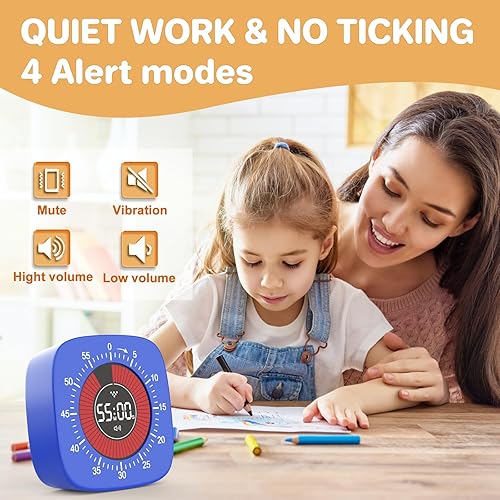 Miniatura 4 de Temporizador visual, temporizador digital para niños, temporizador recargable con 4 modos de alarma y cuenta regresiva de 60 minutos, temporizadores