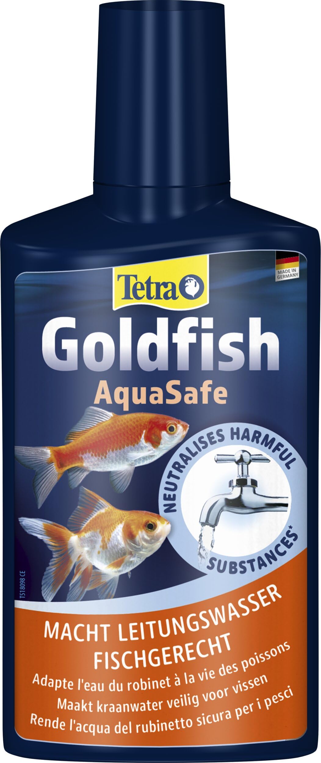 Tetra Goldfish AquaSafe 250 ml, Rende l'Acqua del Rubinetto Sicura per i Pesci