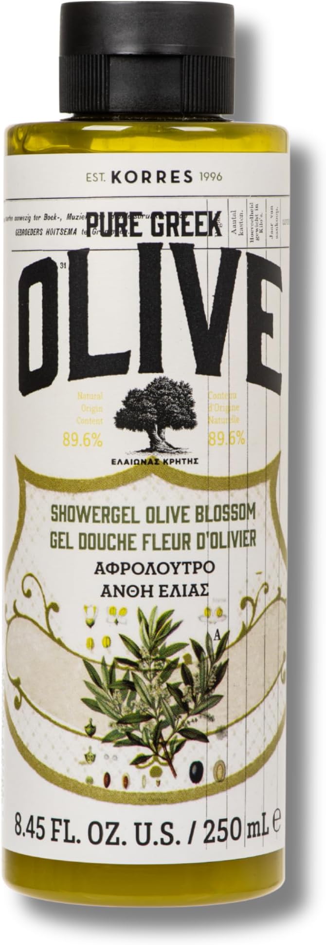 KORRES Pure Greek Olive Natural Olive Blossom Shower Gel, Vegan