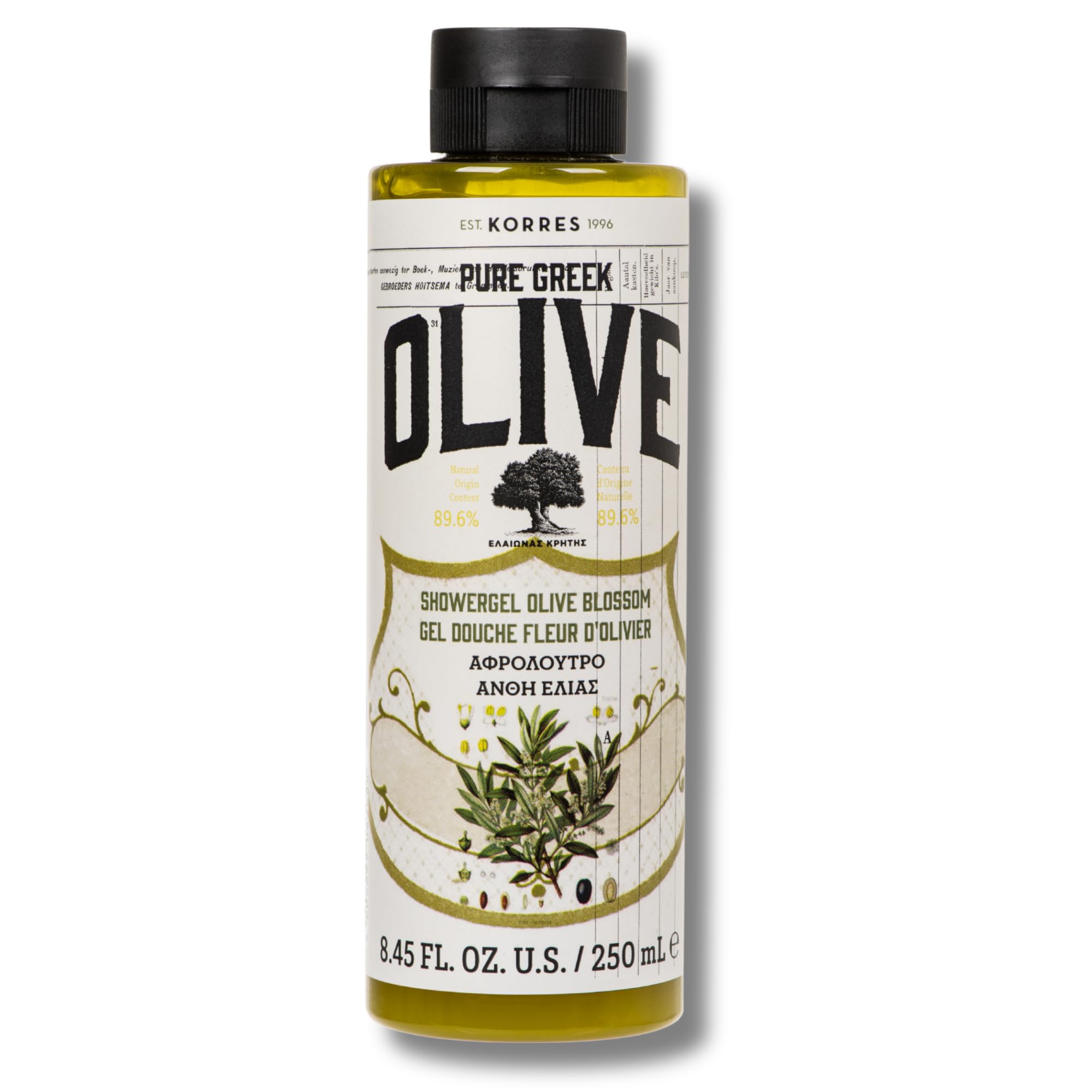 KORRES Pure Greek Olive Natural Olive Blossom Shower Gel, Vegan