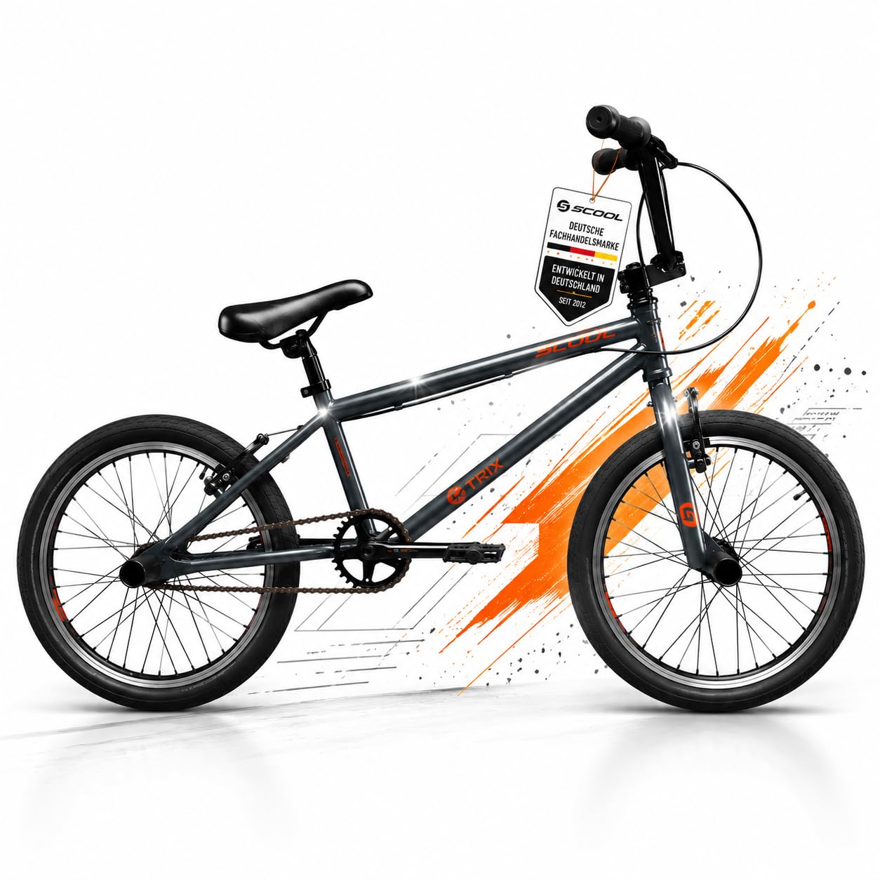 S'COOL® BMX Fahrrad 20 Zoll – Freestyle Bike mit Hi-Ten Stahlrahmen - V-Brake