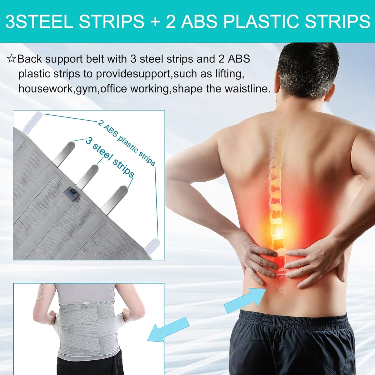 Back Support,Entire Back Brace ,Lumbar Support Belt for Women & Men, Adjustable Waist Trainer Belt for entire Back Pain Relief, Keeps Your Spine Straight and Safe(XXL)