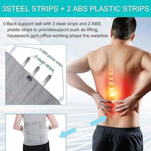 Miniatura 5 de Soporte de espalda entero, cinturón de apoyo lumbar para mujeres y hombres, cinturón de entrenamiento de cintura ajustable para aliviar todo el