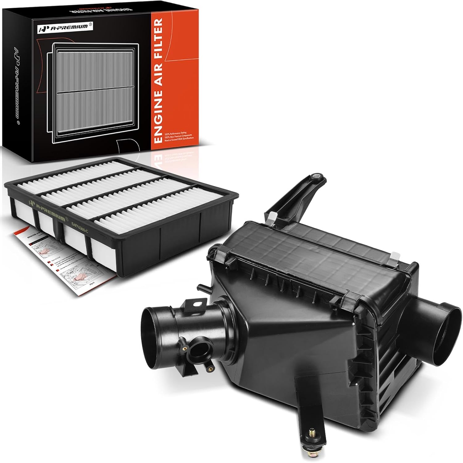 A-Premium Engine Air Filter Cleaner Box Housing + Air Filter Compatible with Toyota Tacoma 1999-2004 3.4L, Replace# 1770007060, 1780107020, 2-PC Set
