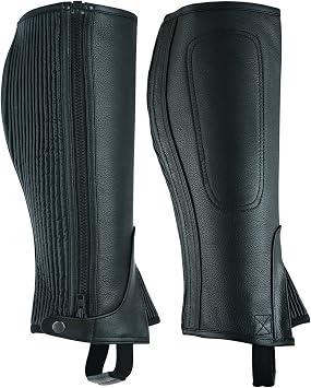 Unisex Adult Top Grain Cow Hide Leather Half Chaps Black and Brown